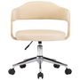 Voir la diapositive 3 : VIDAXL Chaise pivotante de bureau Creme Bois courbe et similicuir