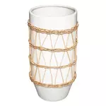 ATMOSPHERA Vase Design en Céramique  Rotin  25cm Blanc