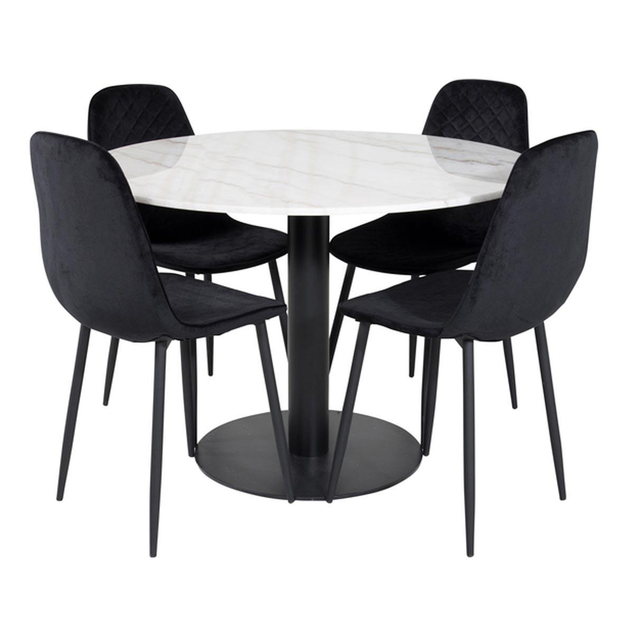 Paris Prix Ensemble Table à Manger & 4 Chaises Design  Estelle I & Polar  106cm Blanc & Noir