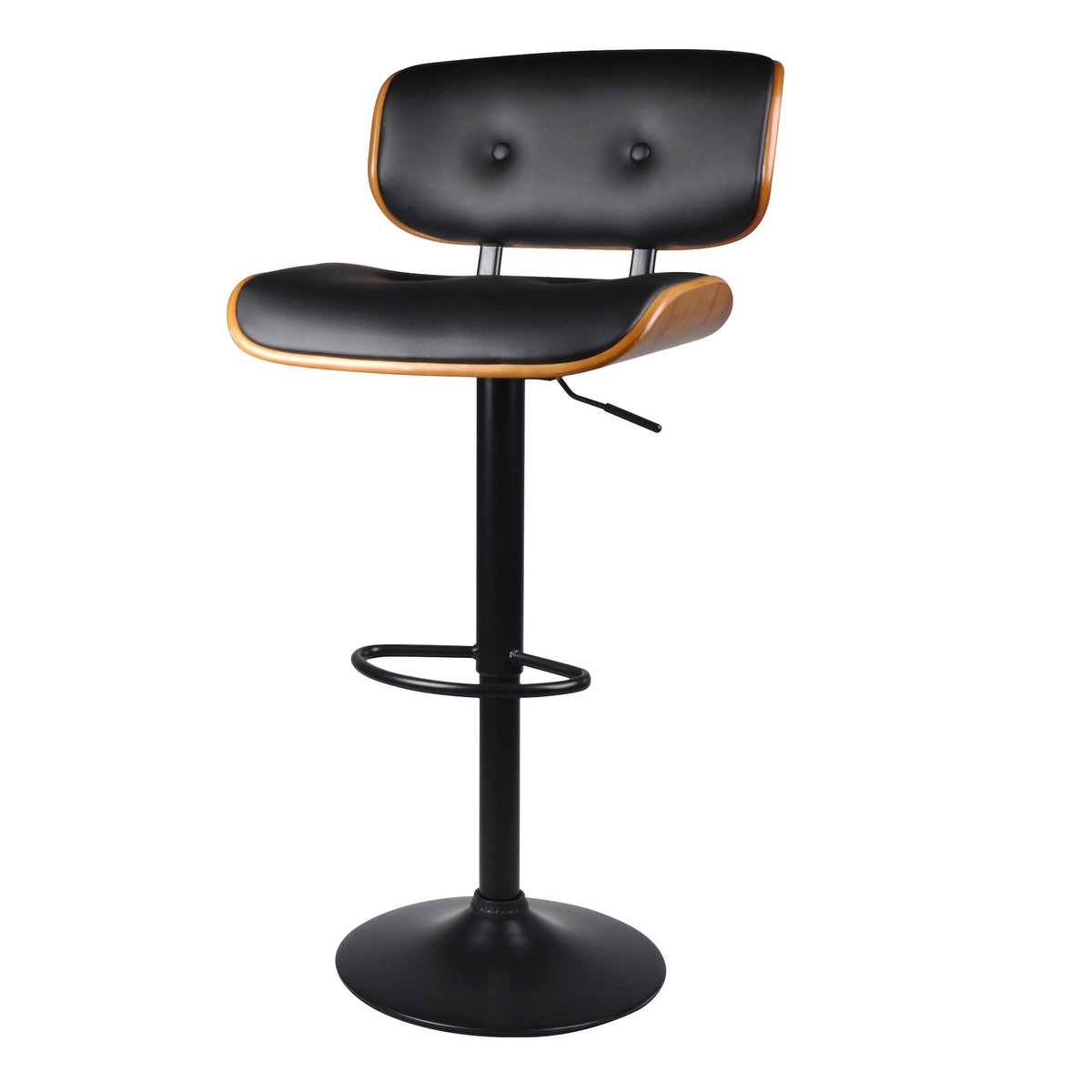Rendez vous déco Chaise de bar réglable 65/86 cm en cuir synthétique noir-Melchior
