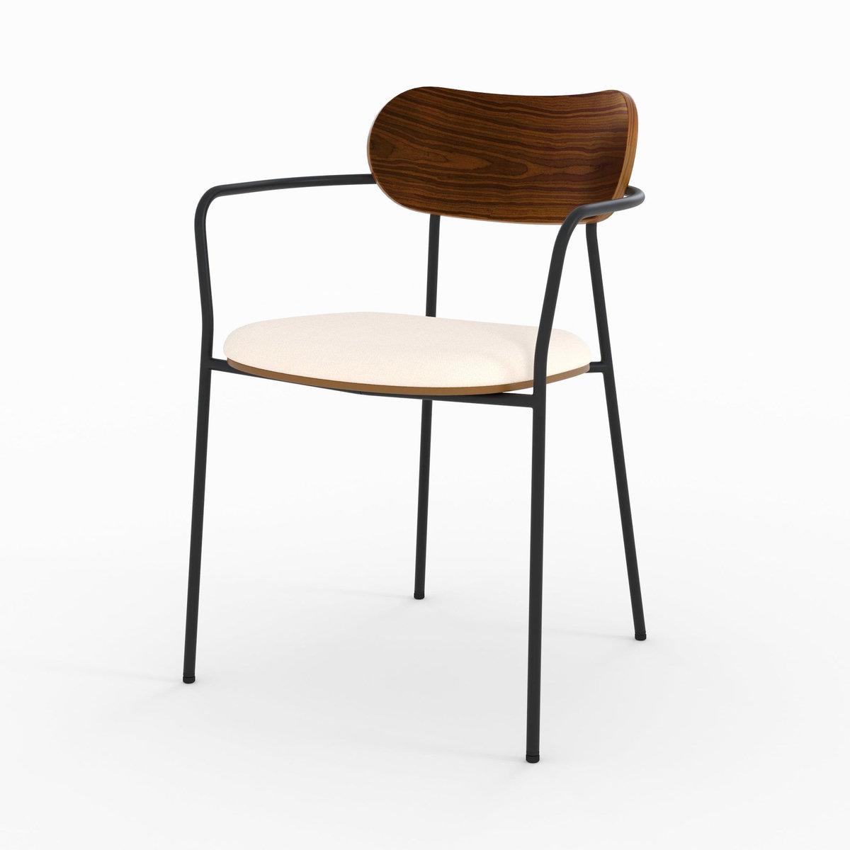 Rendez vous déco Lot de 2 chaises en tissu beige et placage en bois foncé-Marine