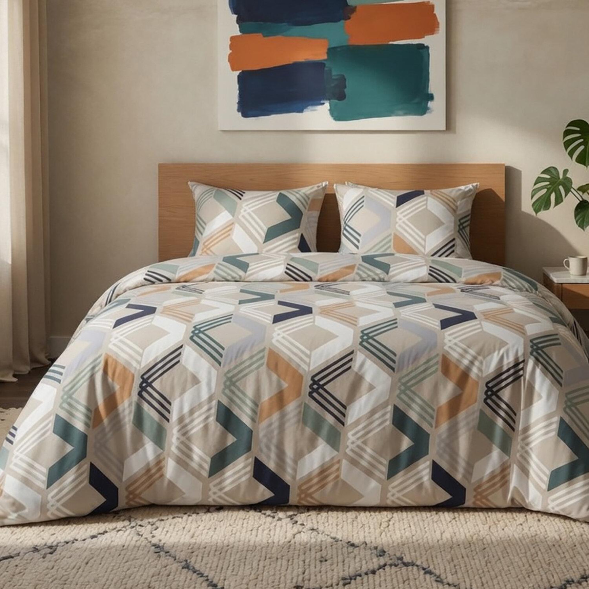 Voir la diapositive 2 : Home collection Parure housse de couette malte marine