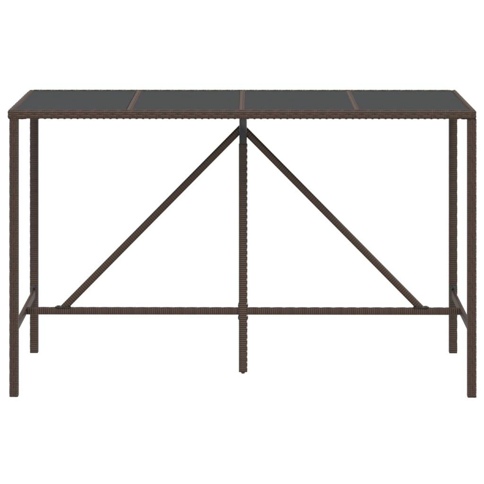 Voir la diapositive 3 : VIDAXL Table de bar et dessus en verre marron 180x70x110 cm poly rotin