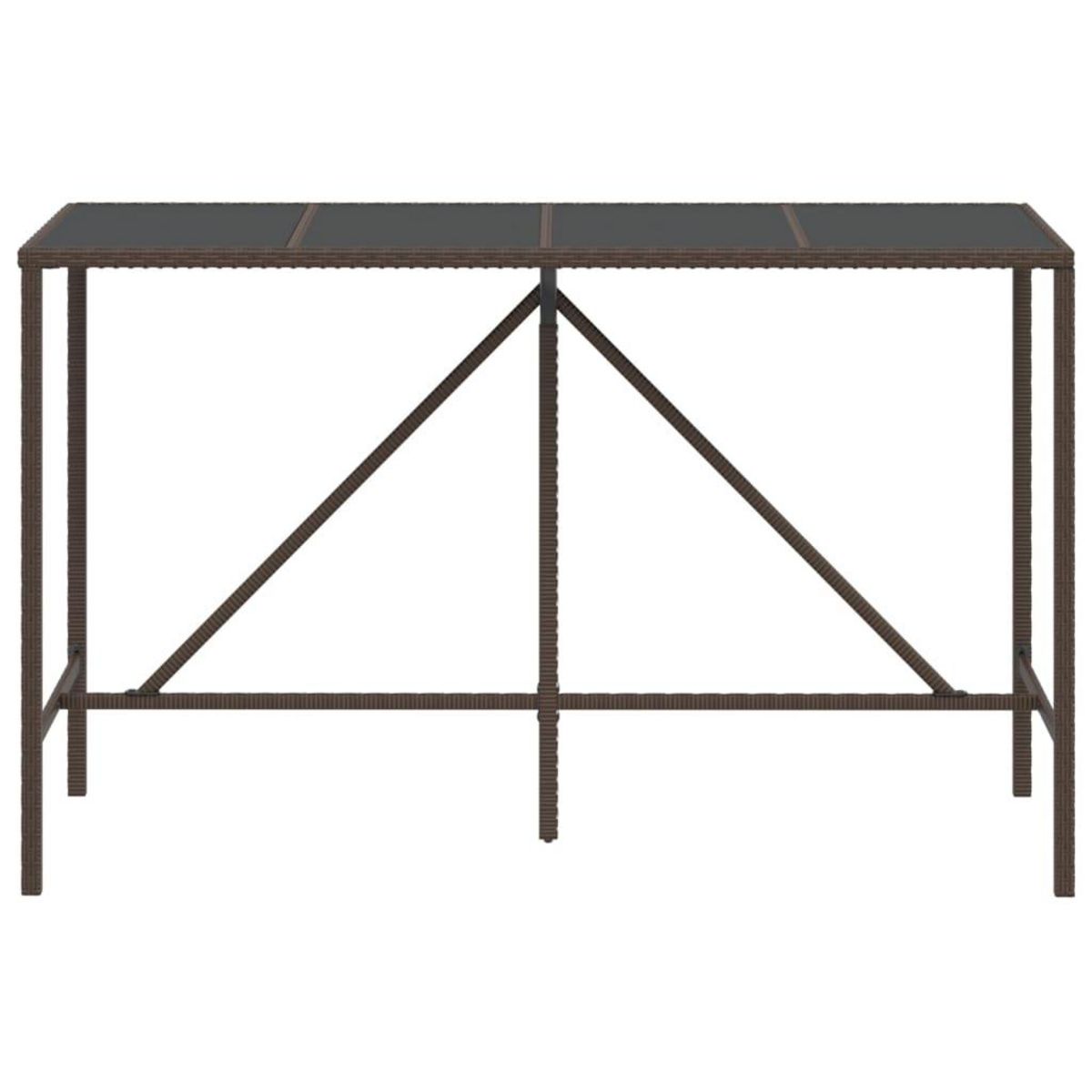 VIDAXL Table de bar et dessus en verre marron 180x70x110 cm poly rotin