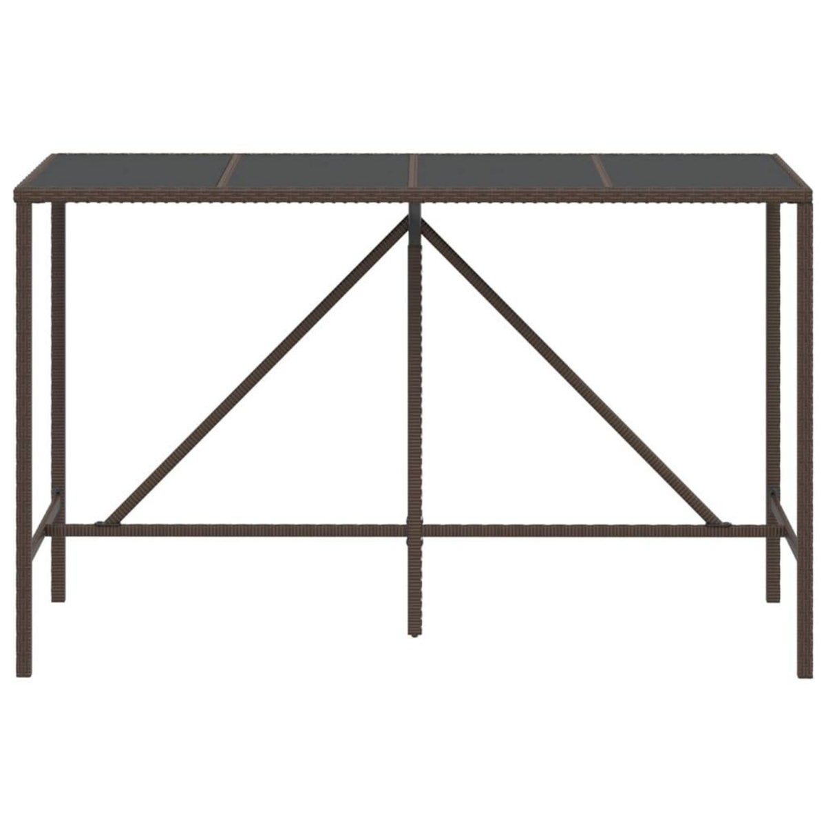 VIDAXL Table de bar et dessus en verre marron 180x70x110 cm poly rotin