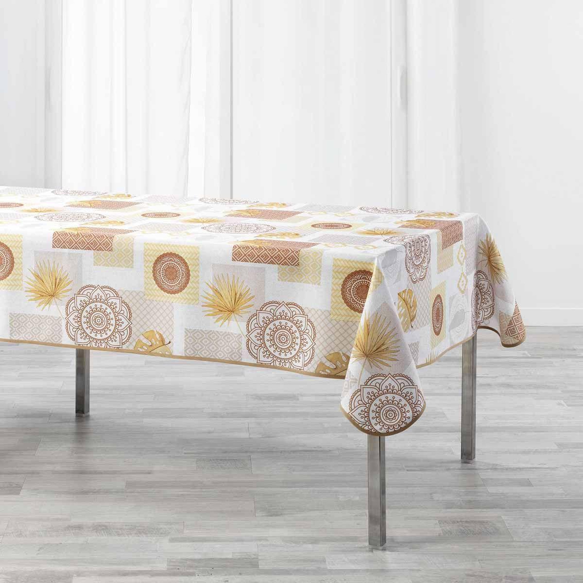 Voir la diapositive 1 : Douceur d'Intérieur Nappe imprimée  opéra  150x240cm jaune & blanc