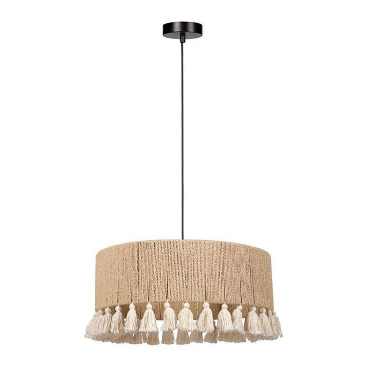 OSTARIA Suspension cylindrique métal coton Charlotte noire beige