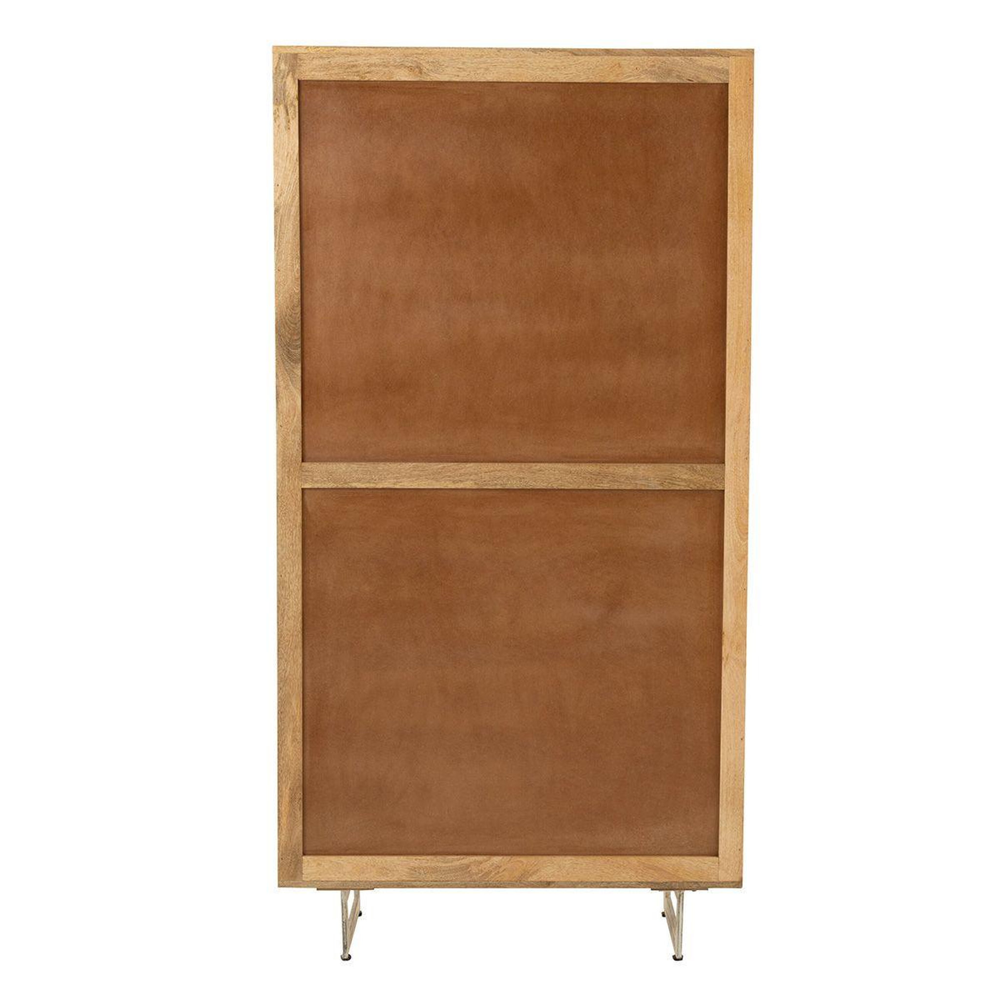 Voir la diapositive 4 : J-LINE Armoire en bois 2 portes  weaving  175cm naturel
