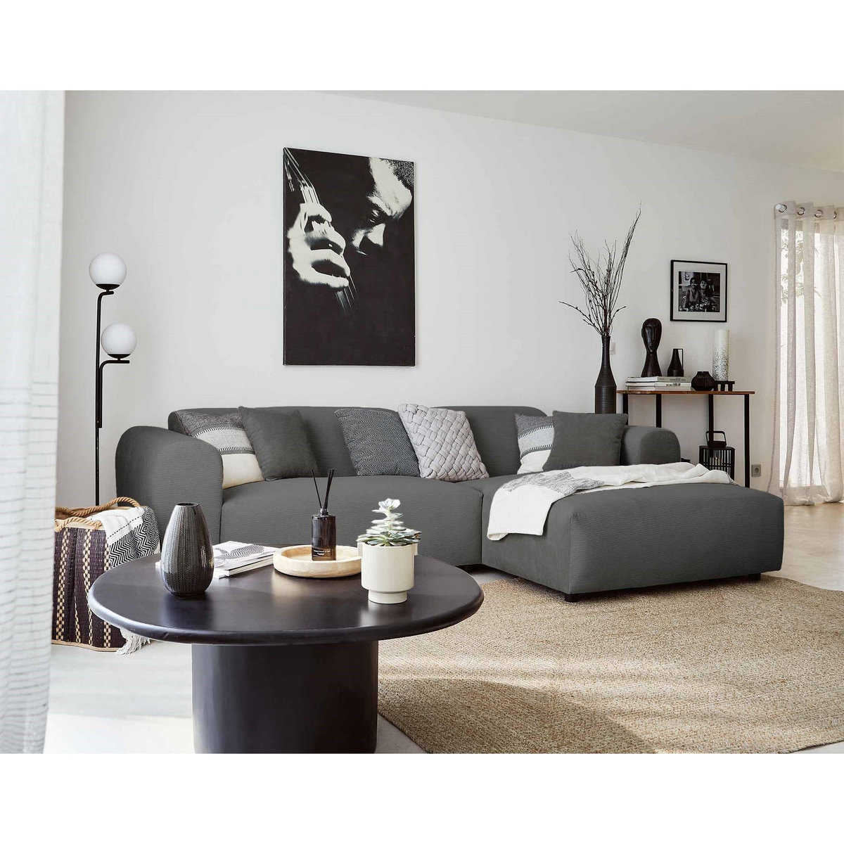 LISA DESIGN Aumance - canapé d'angle droit 4 places - en velours côtelé