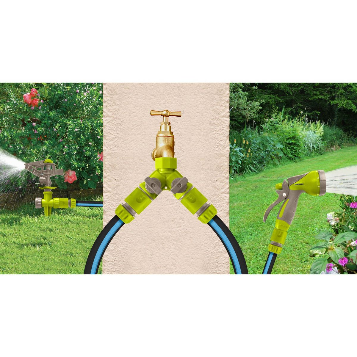 Jardibric Kit complet d'arrosage avec pistolet + arroseurs + té + raccords