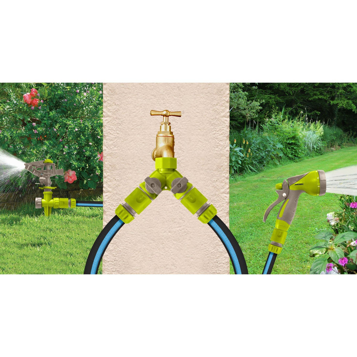 Jardibric Kit complet d'arrosage avec pistolet + arroseurs + té + raccords