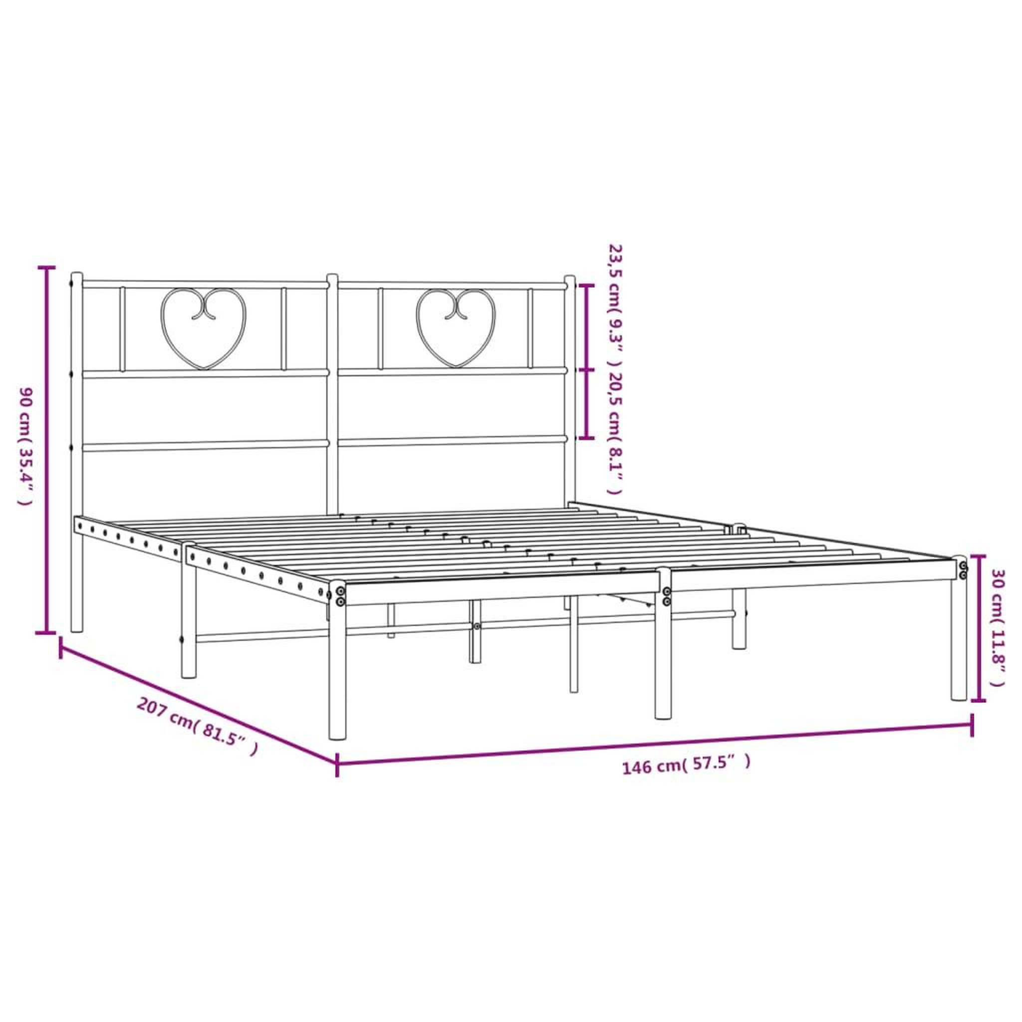 Voir la diapositive 6 : VIDAXL Cadre de lit metal sans matelas et tete de lit blanc 140x200 cm