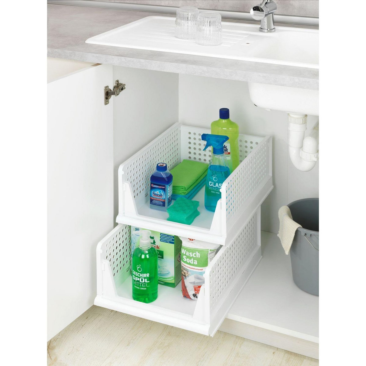 Wenko Lot de 2 Paniers pliables - Blanc