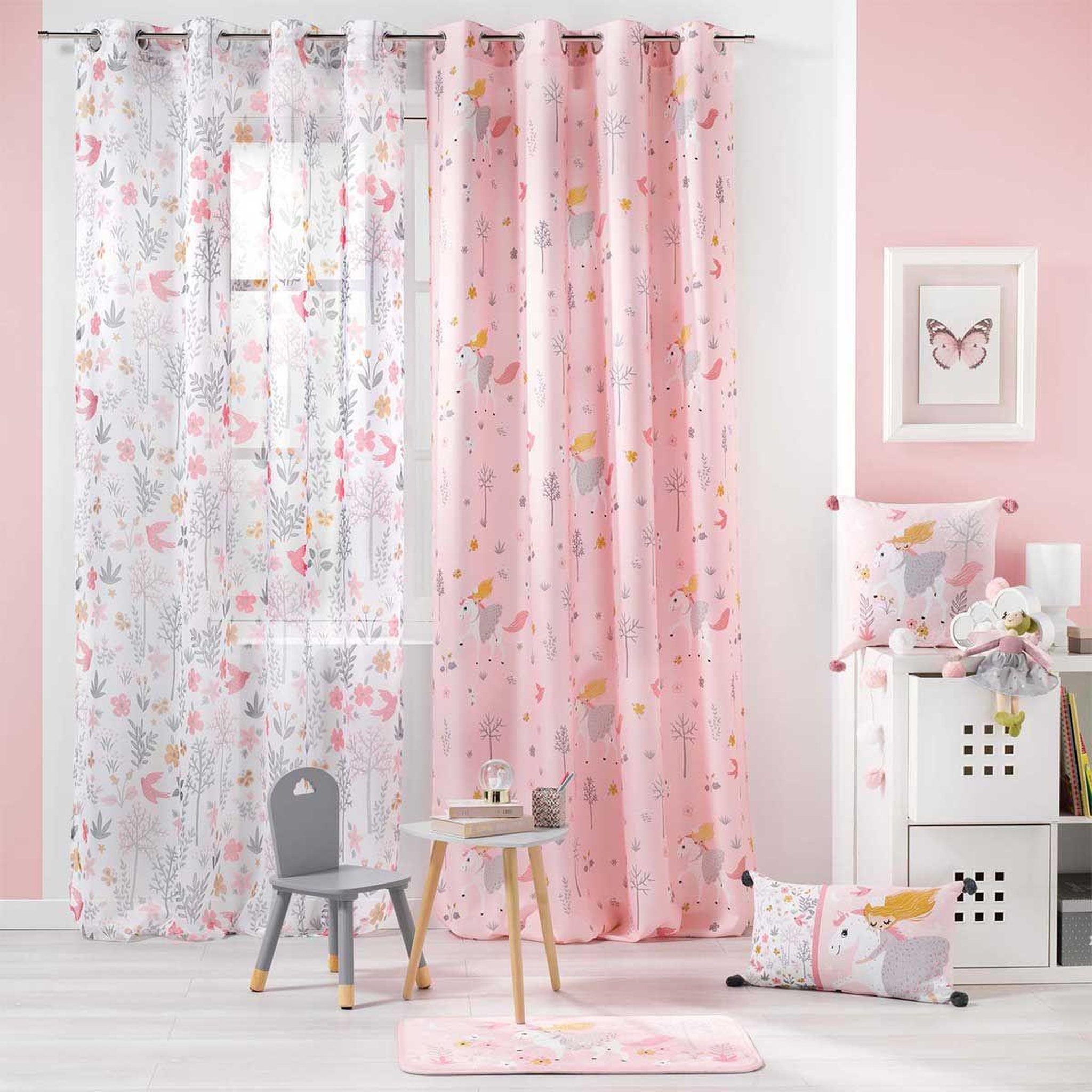 Voir la diapositive 2 : Douceur d'Intérieur Tapis Enfant Imprimé  Fée des Bois  45x75cm Rose
