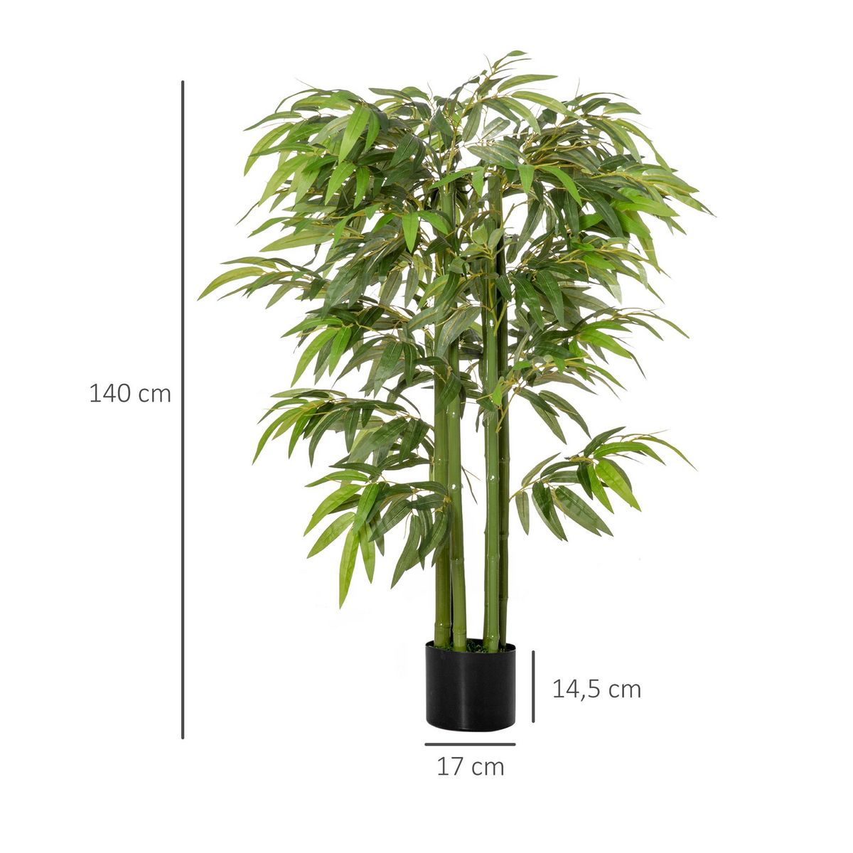 HOMCOM Bambou artificiel H.1,40m 6 pieds 780 feuilles denses réalistes pot inclus vert