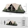 Voir la diapositive 3 : OUTSUNNY Tente de camping familiale 6-8 pers. double toit étanche 2 000 mm moustiquaire sac de tranport vert