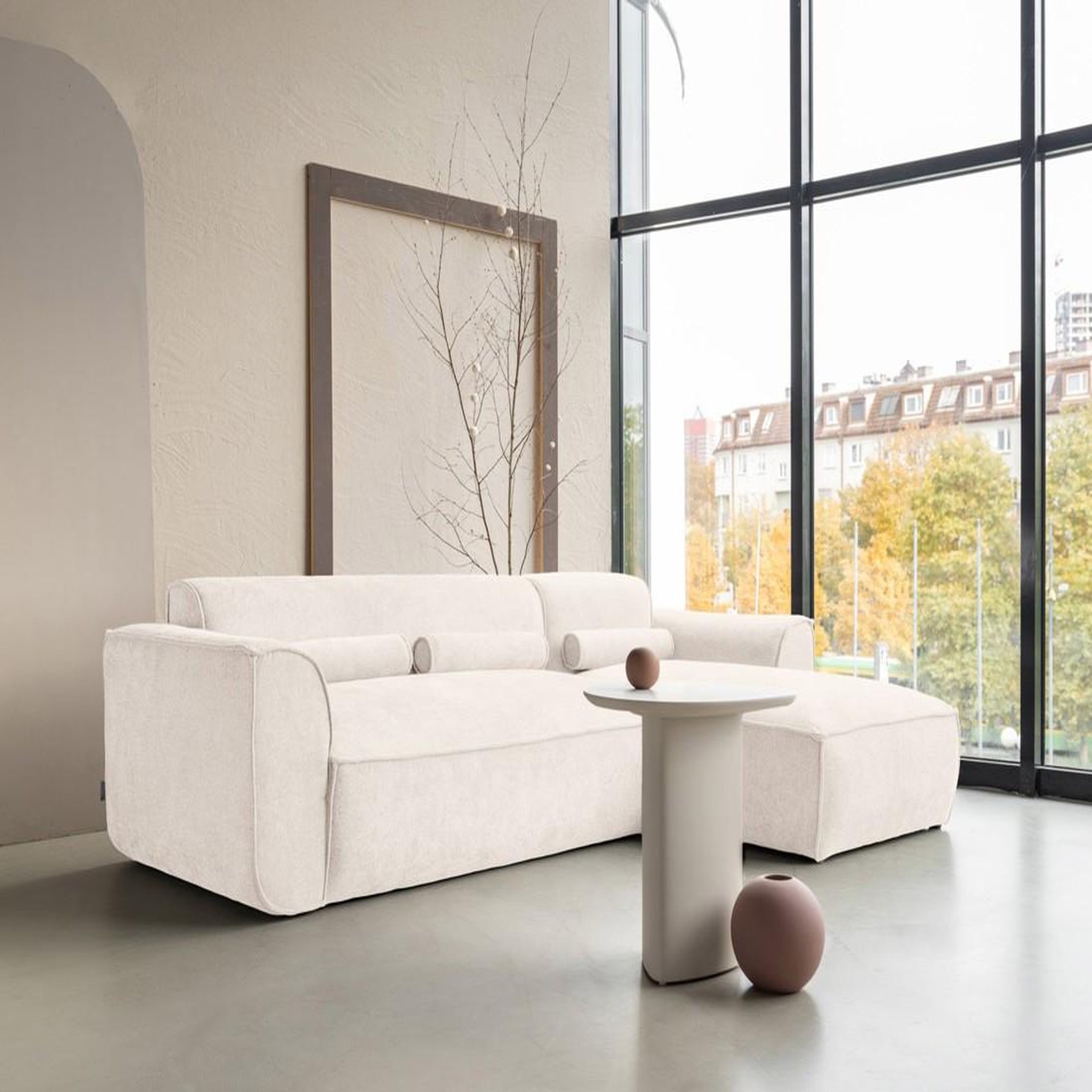 Voir la diapositive 1 : BEST MOBILIER Felix - canapé modulable d'angle droit 4 places en tissu texturé