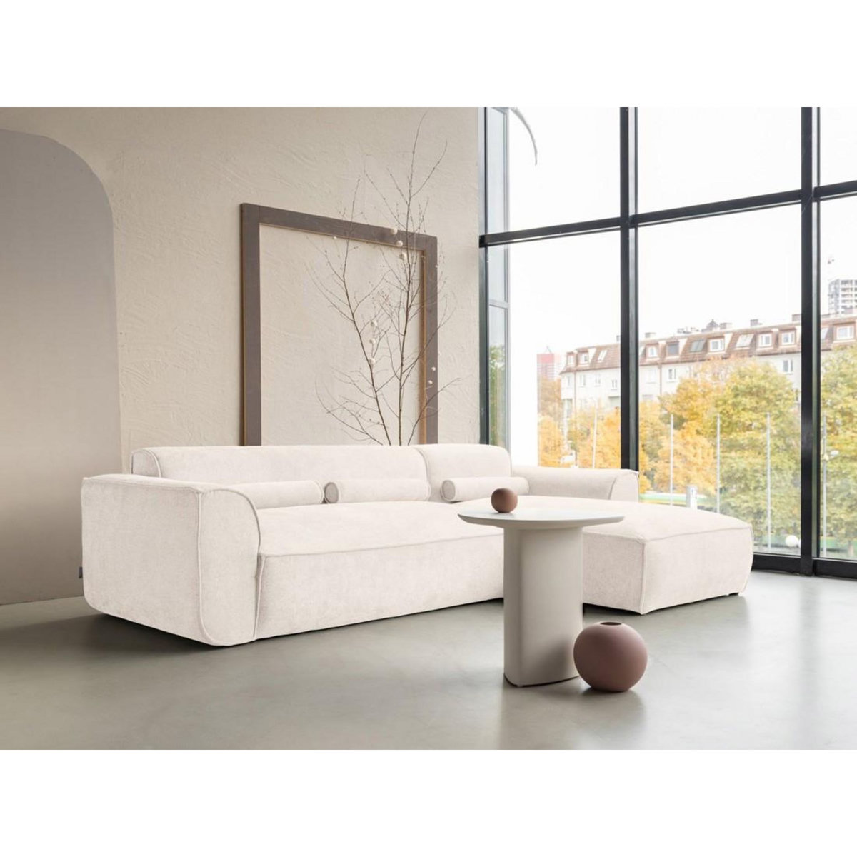 BEST MOBILIER Felix - canapé modulable d'angle droit 4 places en tissu texturé