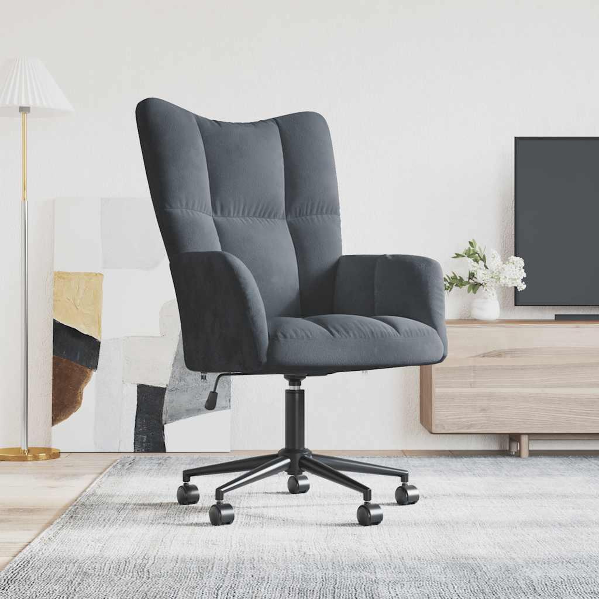 VIDAXL Chaise de relaxation Gris fonce Velours
