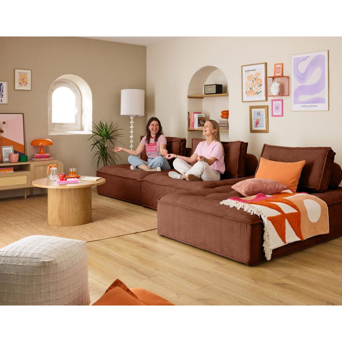 LISA DESIGN Marisol - canapé d'angle modulable 4 places - velours texturé