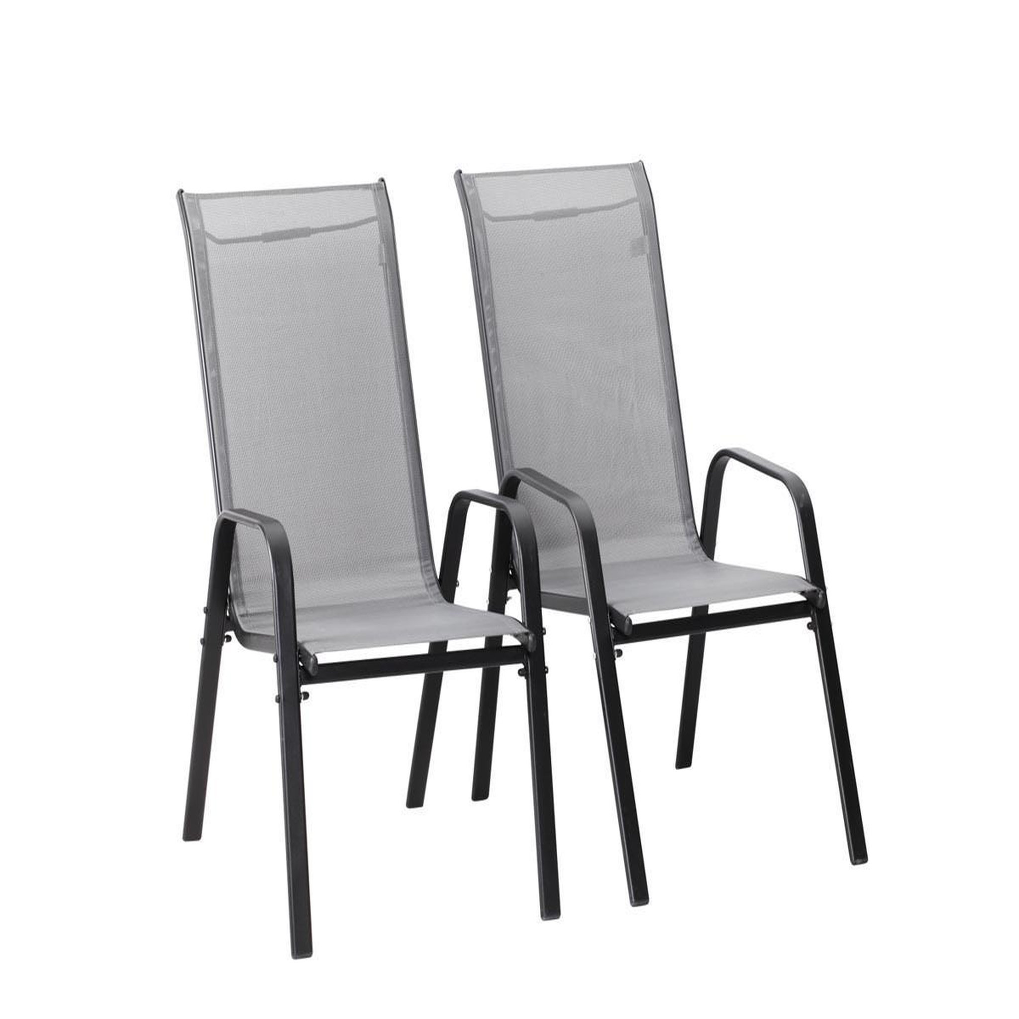 Habitat et Jardin Fauteuil jardin Textilène  Cordoba  - Phoenix - Gris foncé/Argenté - Lot de 4