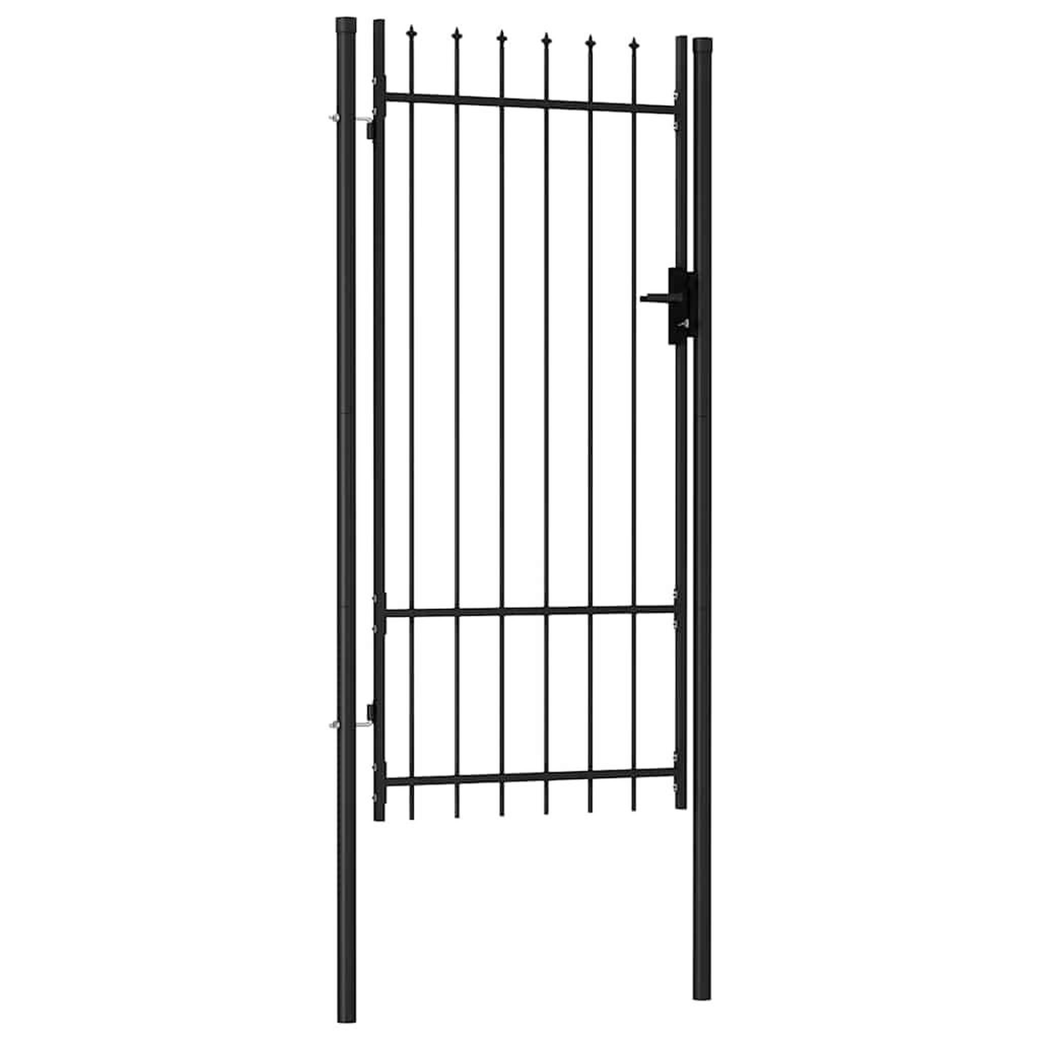 VIDAXL Portail de cloture boxtel a une porte avec pointes superieures, acier 1x2 m noir