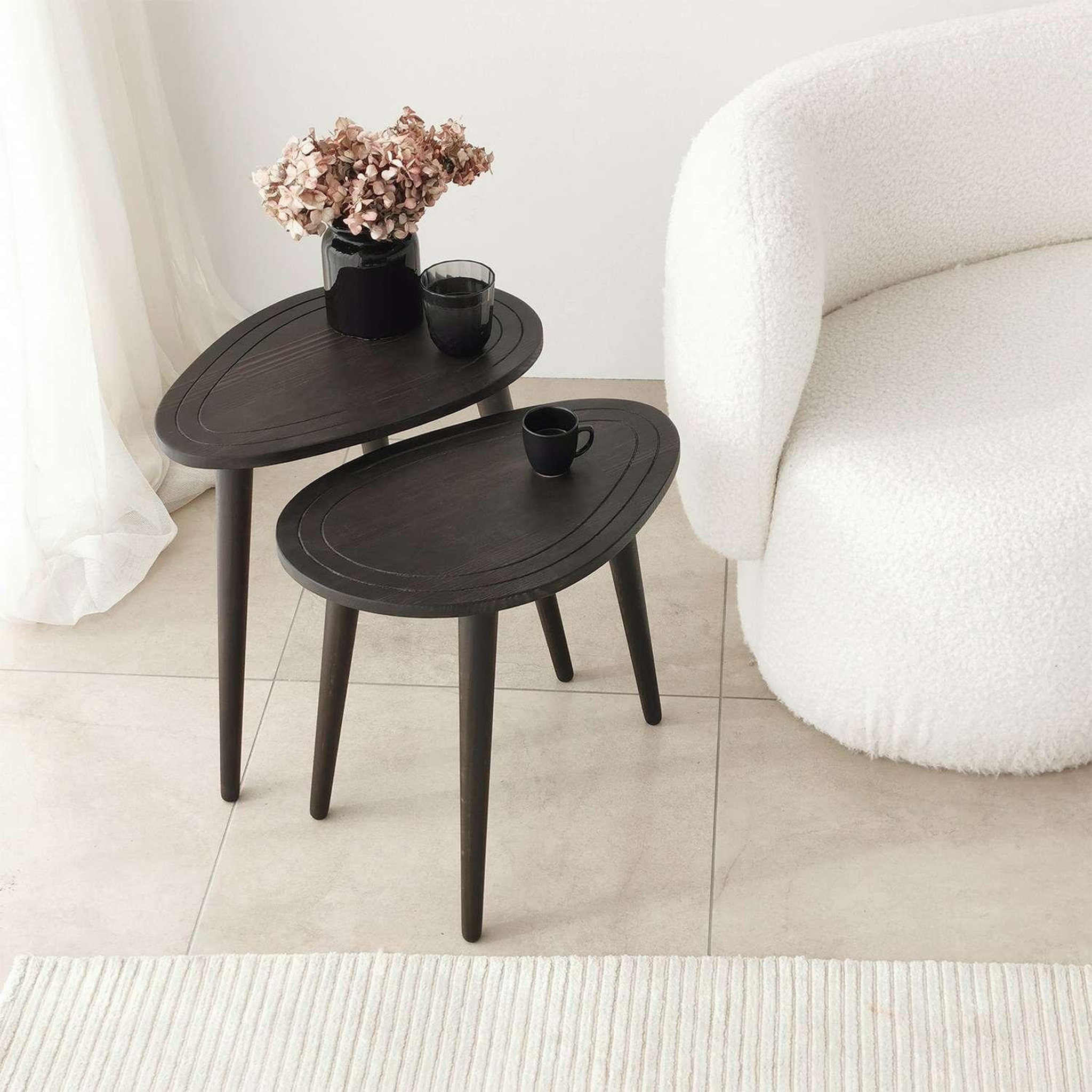 Voir la diapositive 6 : TOILINUX Lot de 2 tables d'appoint théodore en bois massif