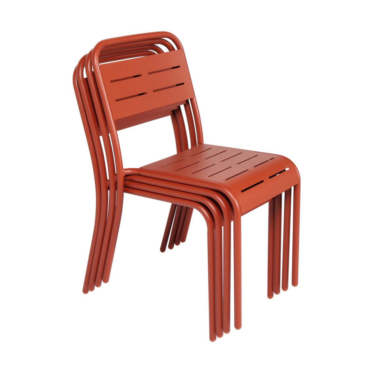 CONCEPT USINE Lot de 4 chaises salon de jardin repas terracotta BERGAME