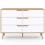 Voir la diapositive 3 : ID MARKET Commode 6 tiroirs HELSINKI 115 cm scandinave bois et blanc