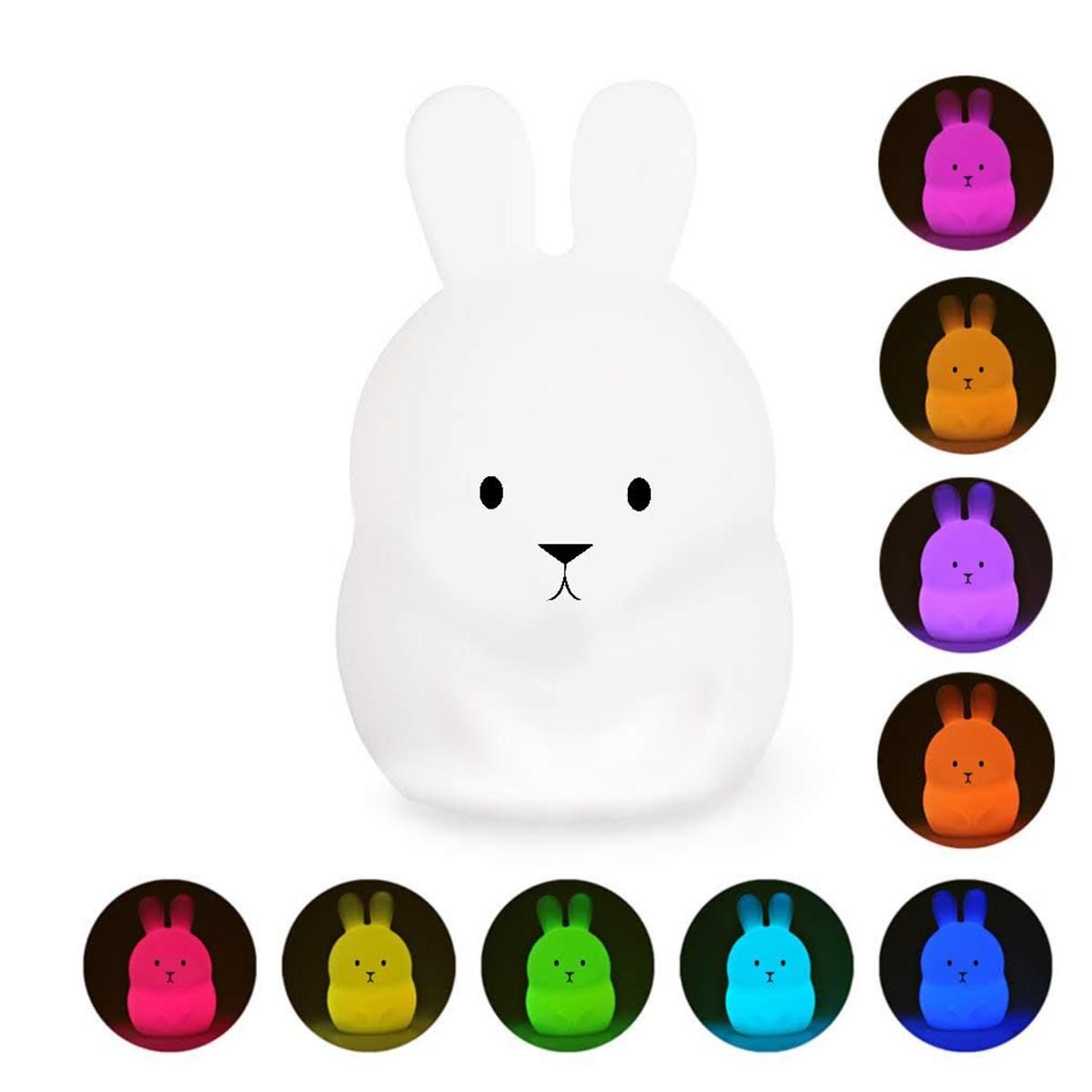 Lumisky Veilleuse bébé lapin sans fil touch LED BUNNY Blanc Silicone H19CM