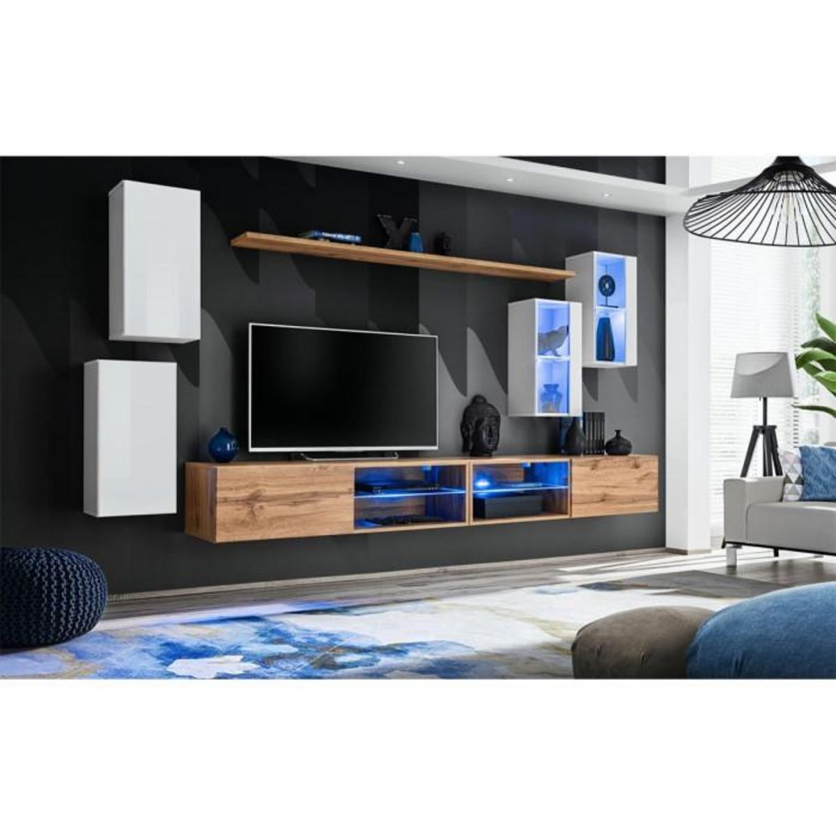 Paris Prix Ensemble Meuble TV  Switch XXV  280cm Blanc & Naturel