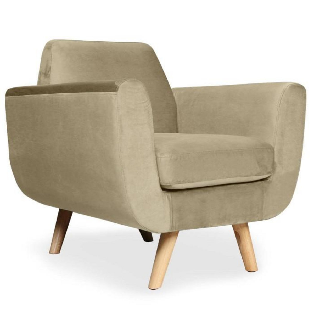 Paris Prix Fauteuil Scandinave Velours  Budapest  81cm Beige
