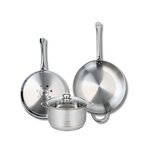 ELO Ensemble de 2 Poêles de cuisson 28 et 32 cm et 1 faitout 20 cm Elo Profi Brillant