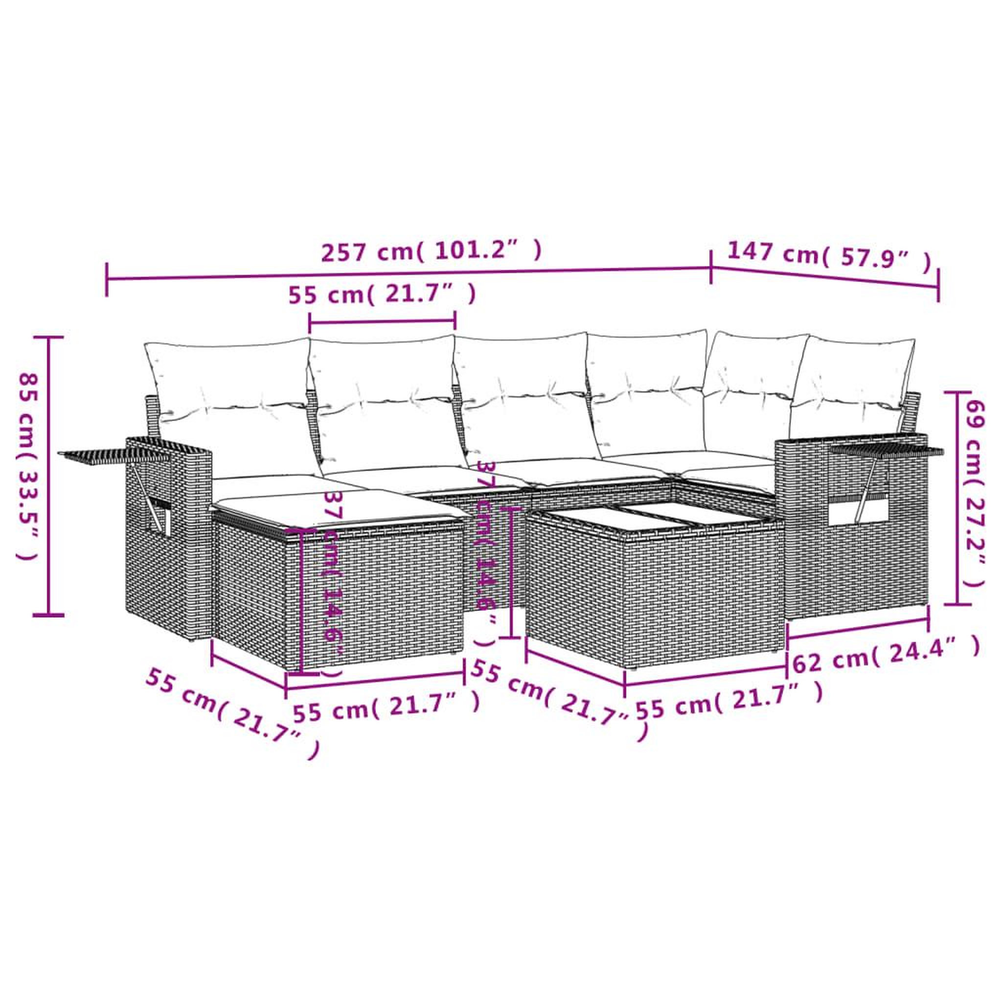 Voir la diapositive 6 : VIDAXL Salon de jardin 7 pcs avec coussins noir resine tressee