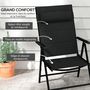 Voir la diapositive 5 : OUTSUNNY Lot de 2 chaises de jardin pliantes avec accoudoirs alu teslin rembourré déperlant noir