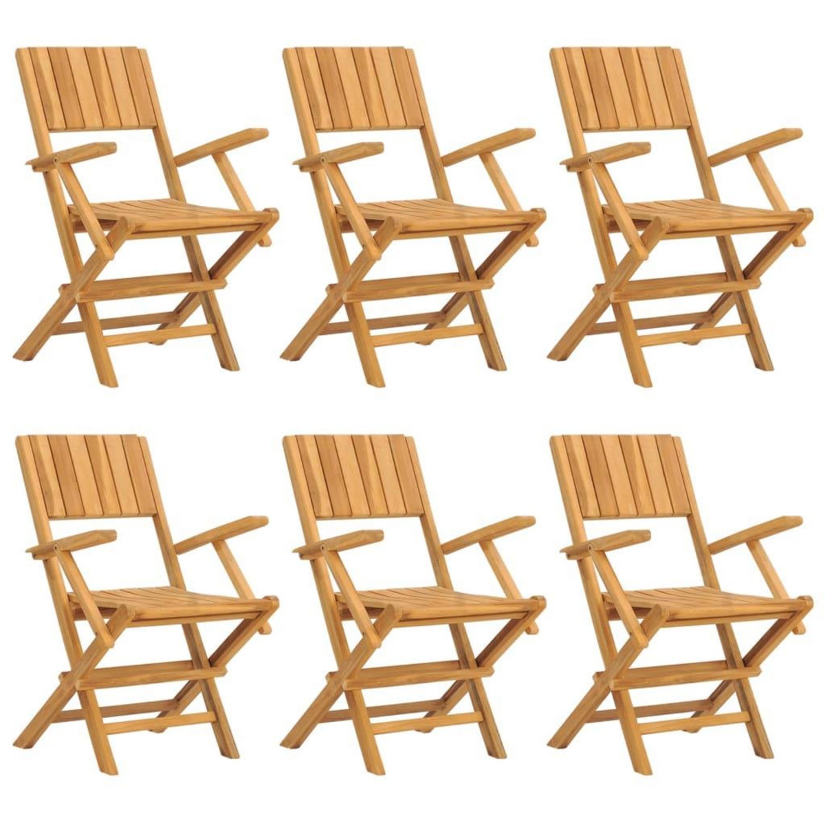 VIDAXL Chaises de jardin pliantes lot de 6 55x61x90cm bois massif teck