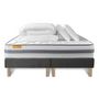 Voir la diapositive 2 : SEPTNUITS Pack matelas + double sommiers gris Memo Spring Ressorts ensachés 3 zones MAXI épaisseur + Couette + 2 oreillers