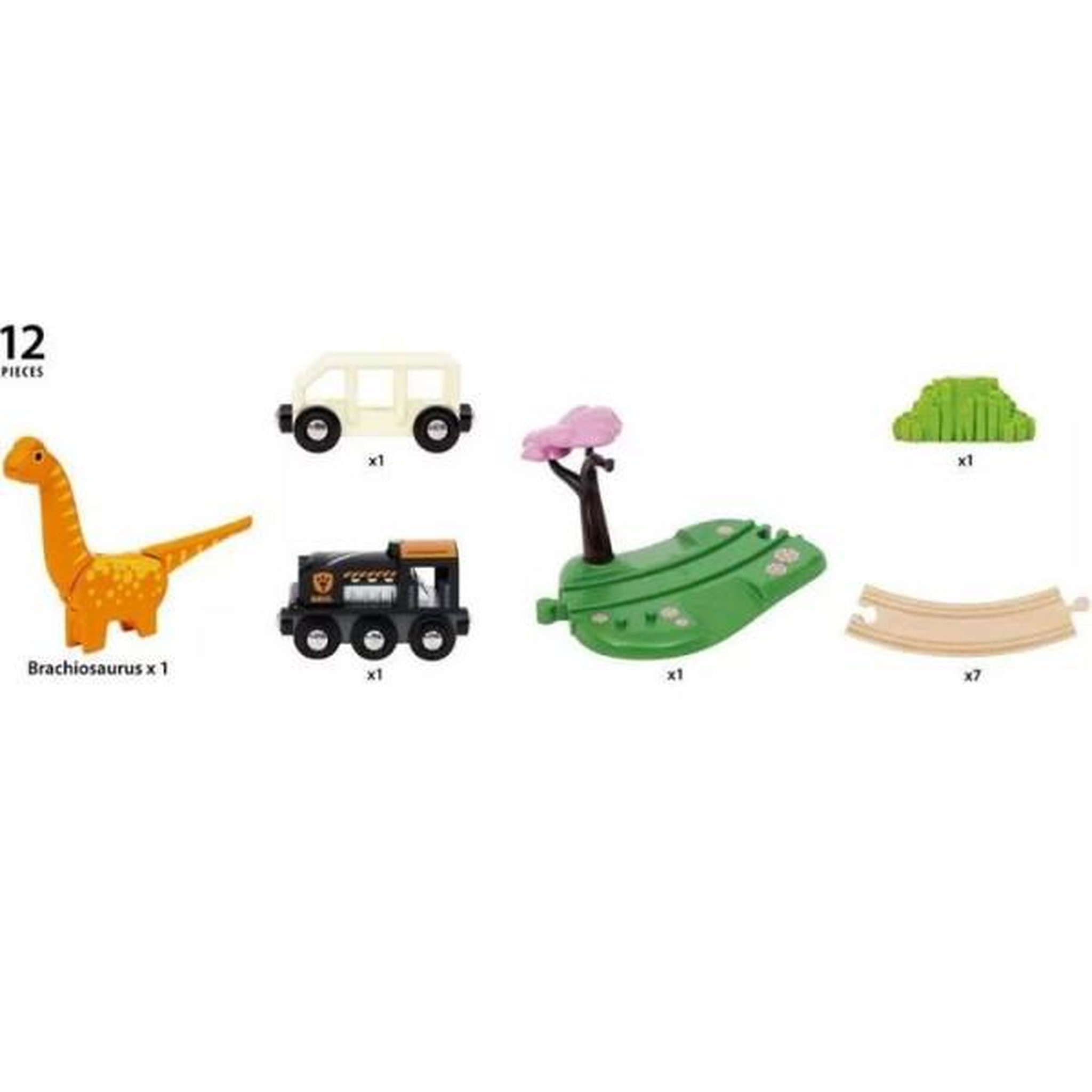 Voir la diapositive 4 : Brio Circuit Dinosaure - Coffret Complet 12 pieces - Action de Jeu sans Pile - Dinosaure Inclus - Circuit de Train en Bois - BRIO Wor