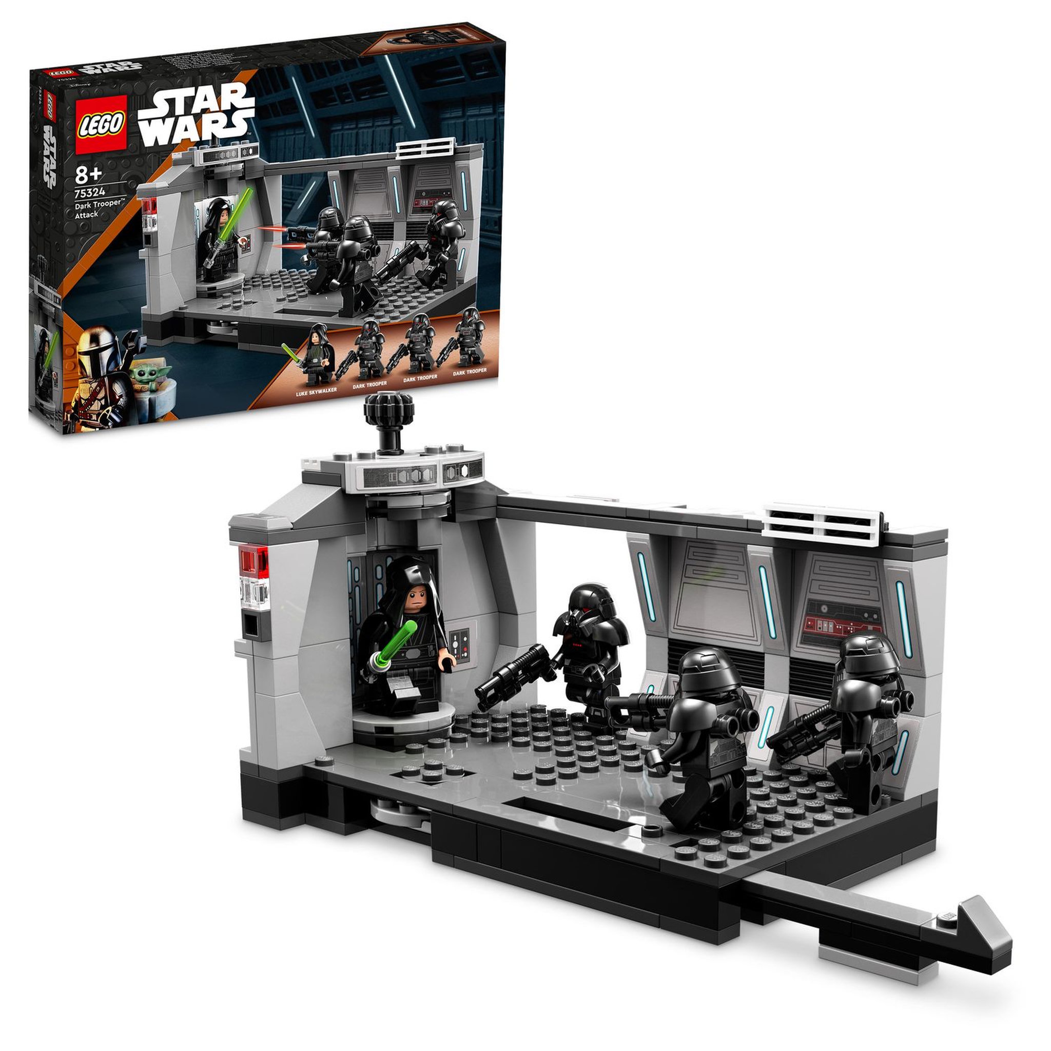 Voir la diapositive 2 : LEGO Star Wars 75324 L&rsquo;Attaque des Dark Troopers, Jouet Mandalorian à Construire Avec Minifigure Luke Skywalker et Son Sabre Laser