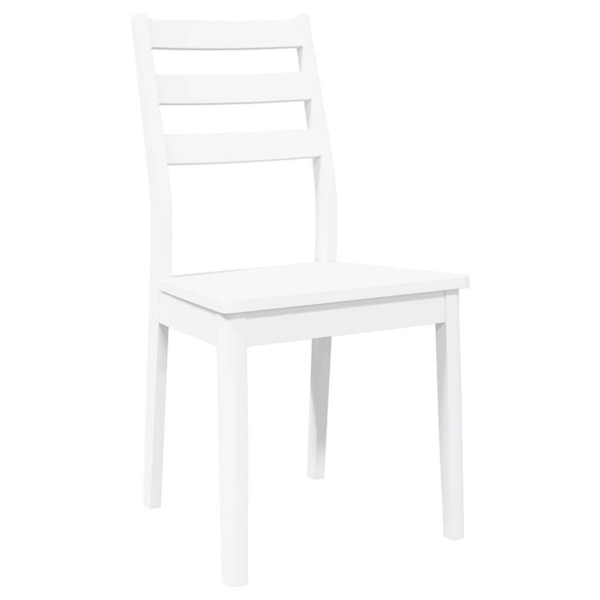 VIDAXL Chaises a manger 2 pcs blanc bois massif caoutchouc