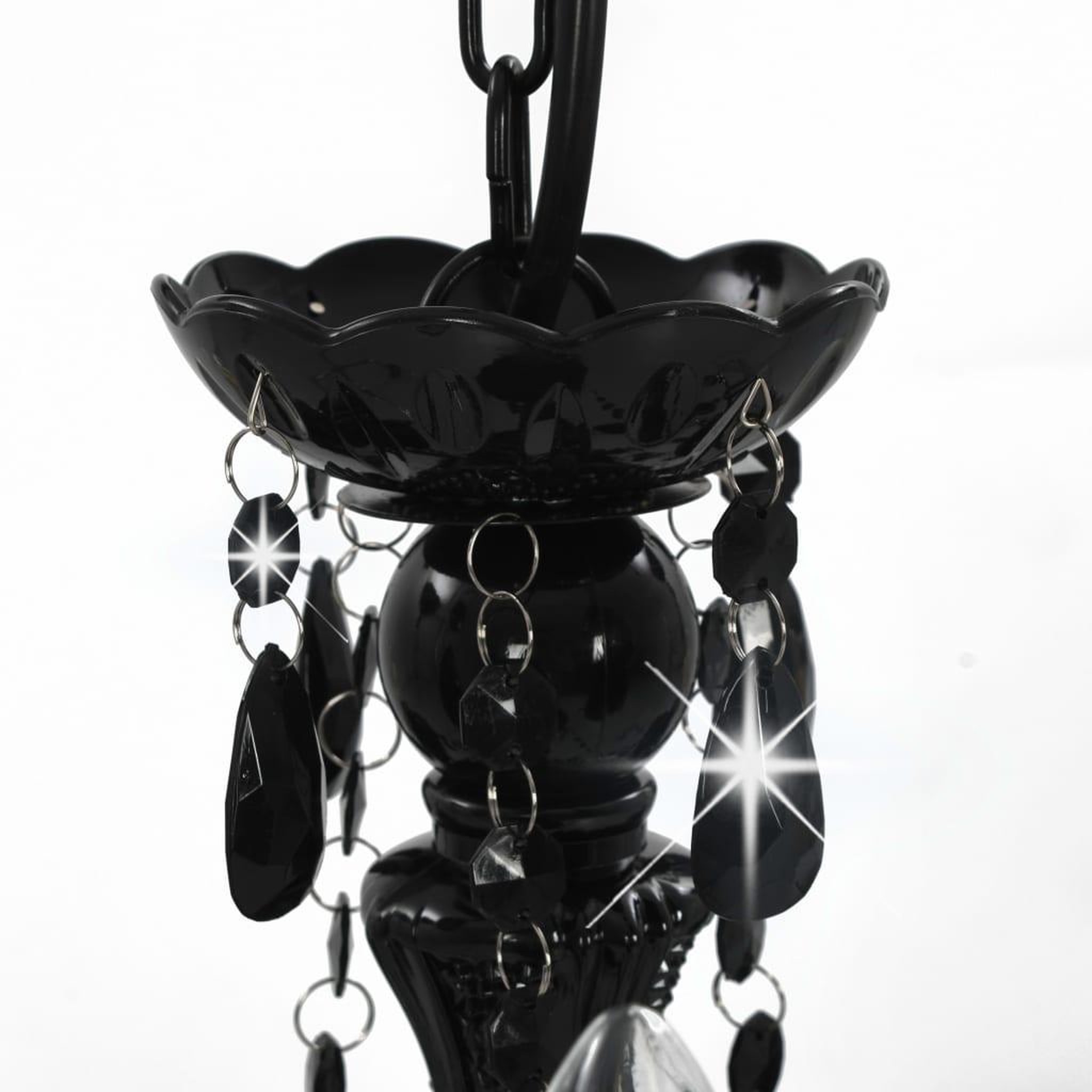 Voir la diapositive 5 : VIDAXL Lustre avec perles Noir Rond 3 x E14
