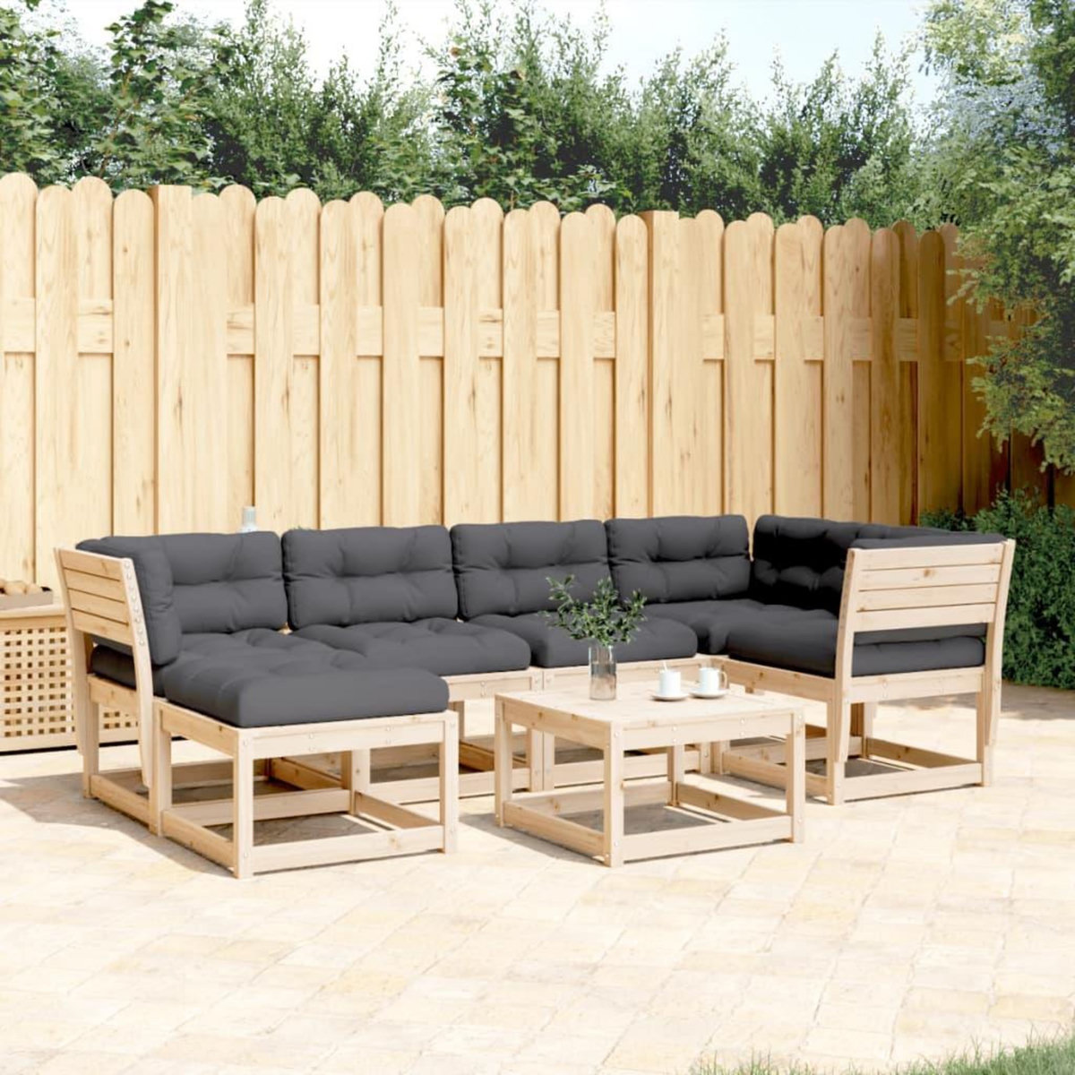 VIDAXL Salon de jardin 6 pcs avec coussins bois de pin massif