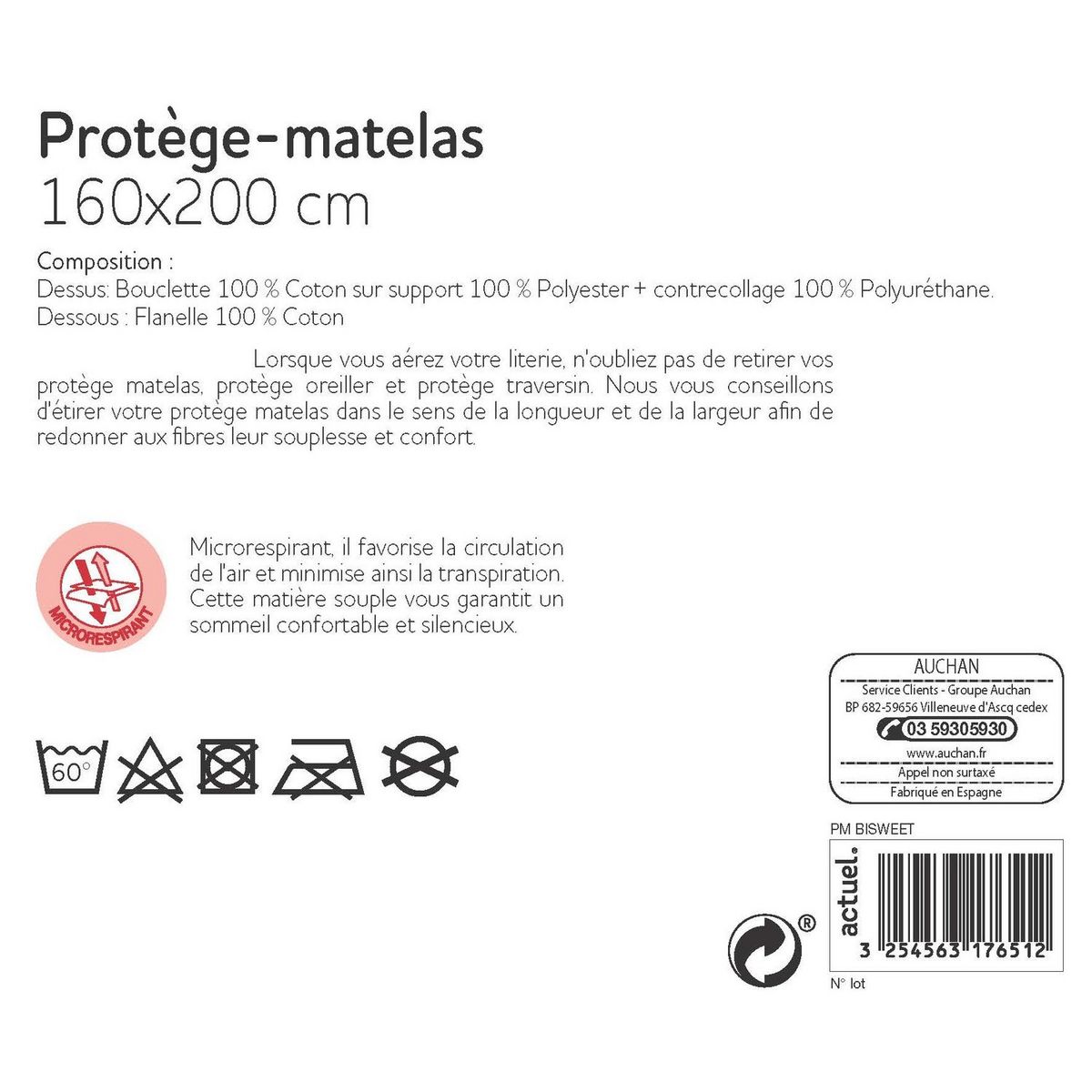 ACTUEL Protège matelas 100% coton été/hiver BISWEET 