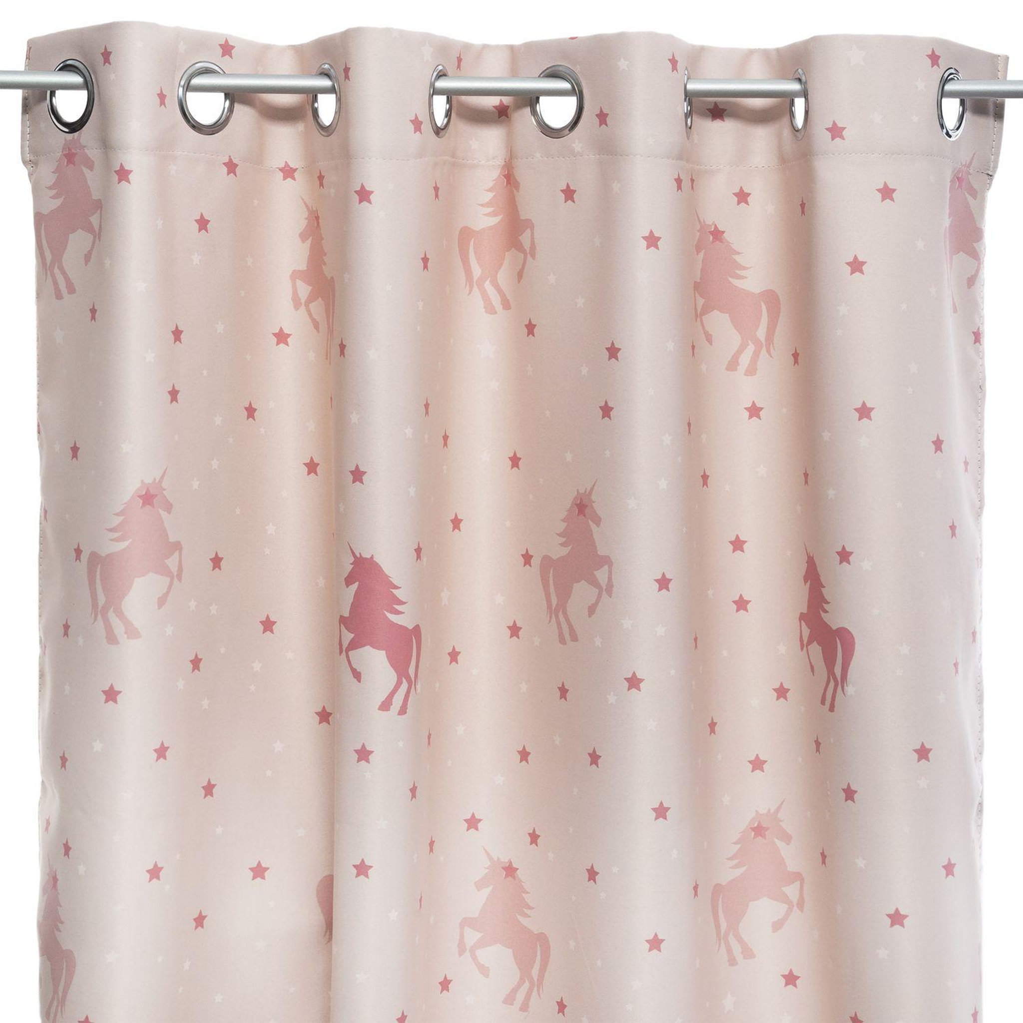 ATMOSPHERA Rideau occultant imprimé licorne - 140 x 250 cm - rose