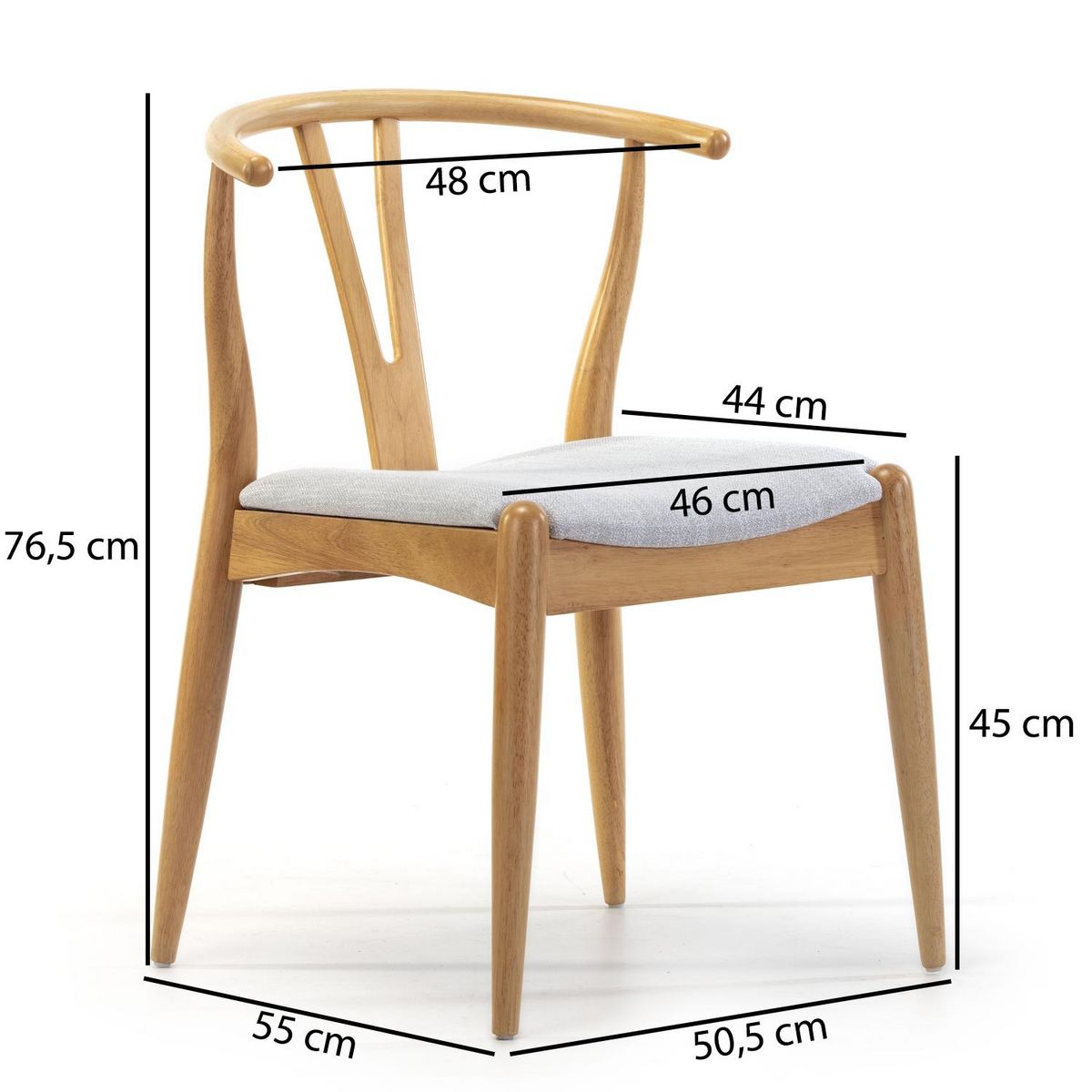 VS VENTA-STOCK Pack 2 chaises Rustic, Couleur Chêne, Bois Massif, 55 cm x 54,5 cm x 76 cm