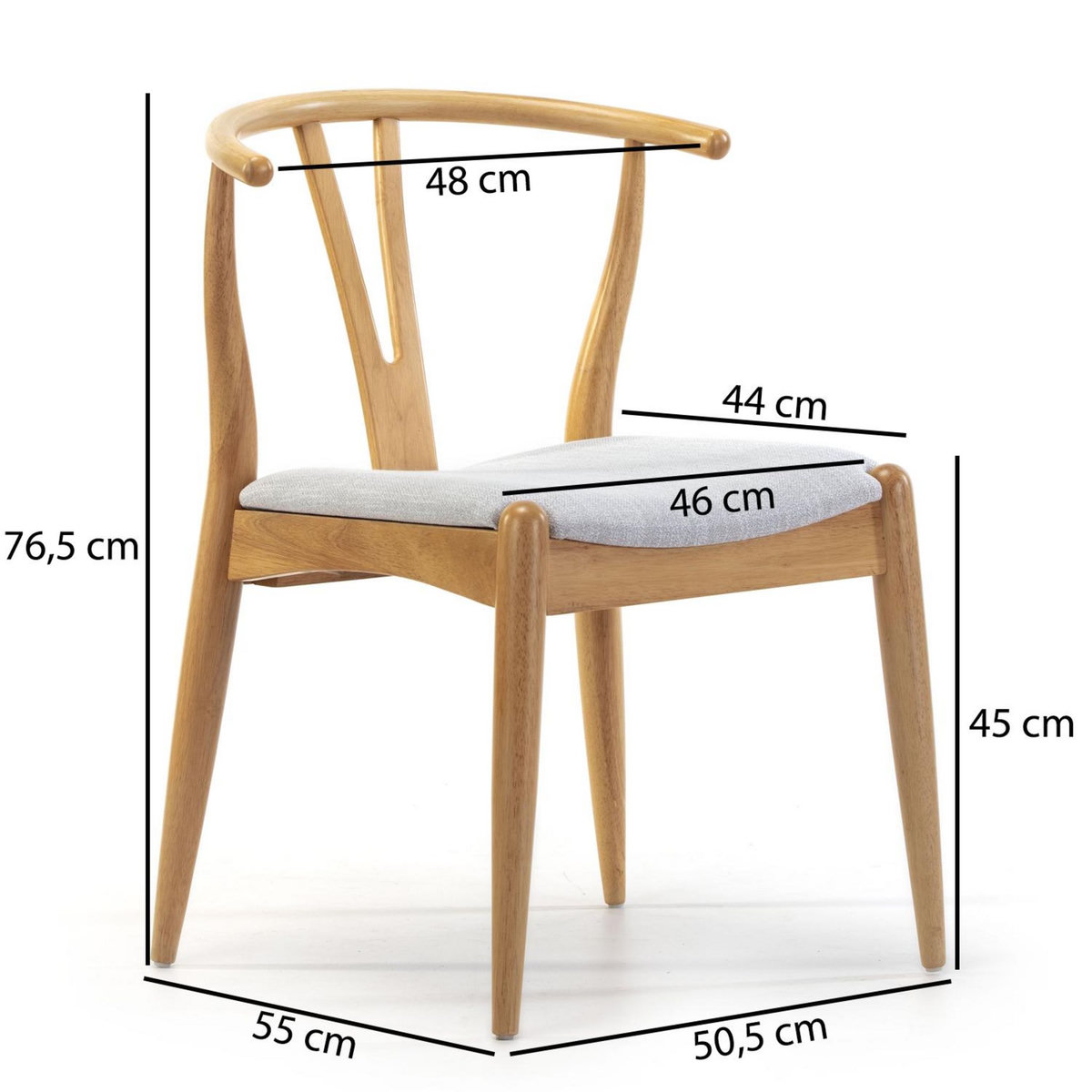 VS VENTA-STOCK Pack 2 chaises Rustic, Couleur Chêne, Bois Massif, 55 cm x 54,5 cm x 76 cm