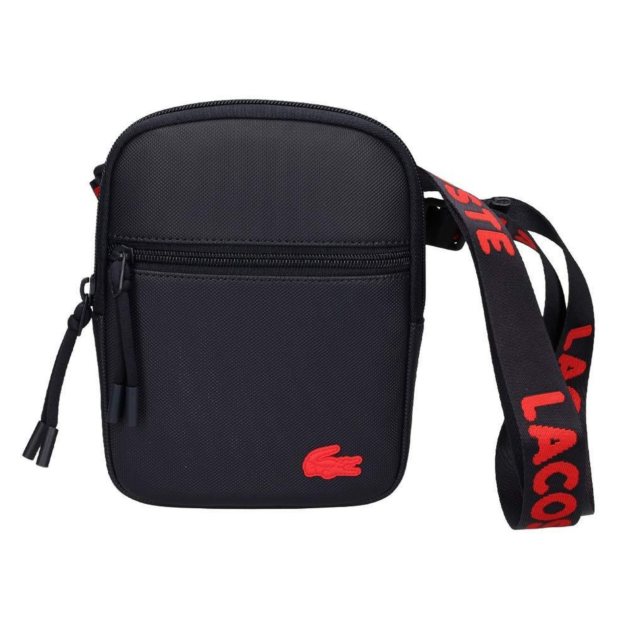 Voir la diapositive 2 : Lacoste Sacoche marine/rouge homme lacoste flat
