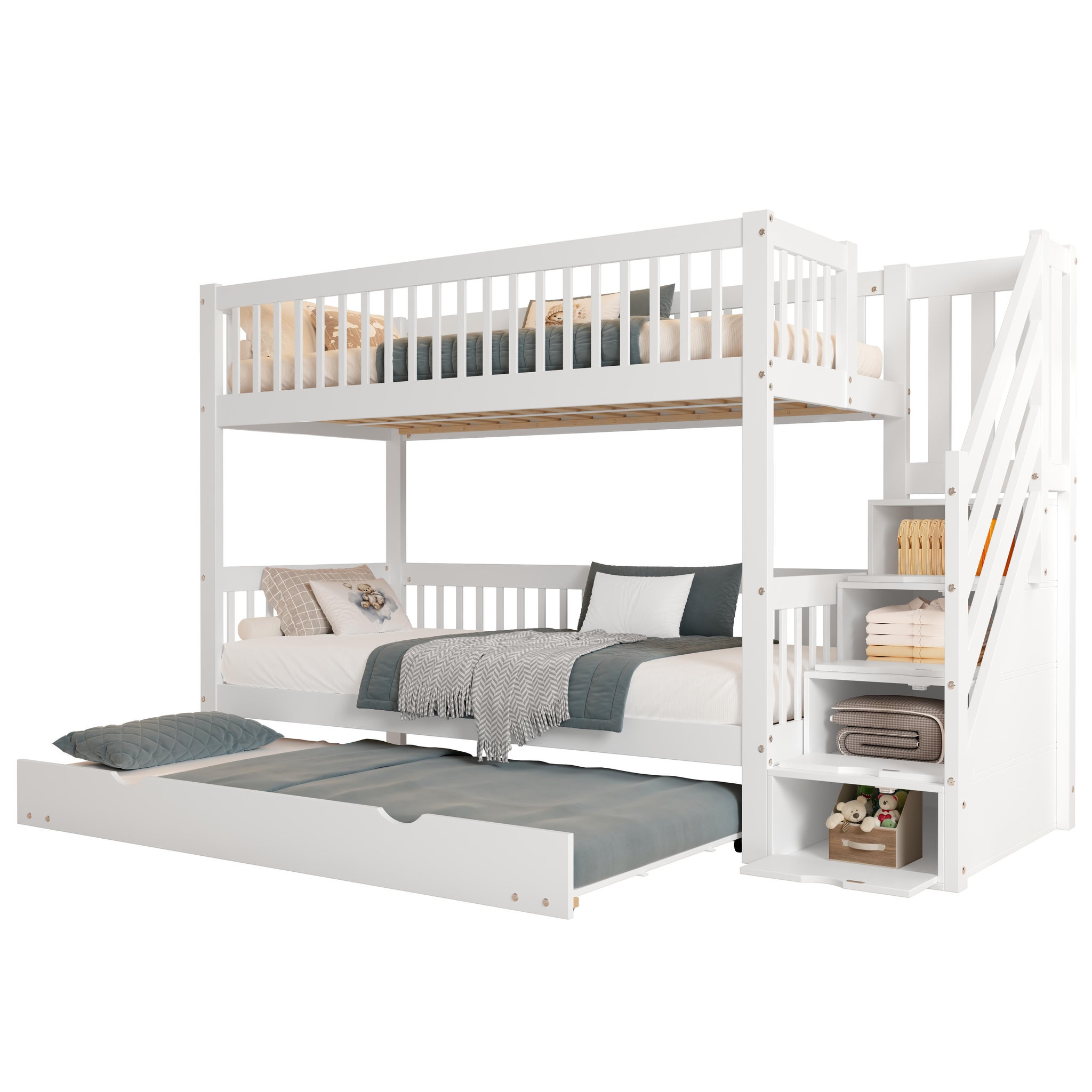 MERAX Lit superposé 90x200(90x190)cm bois et mdf coloris blanc