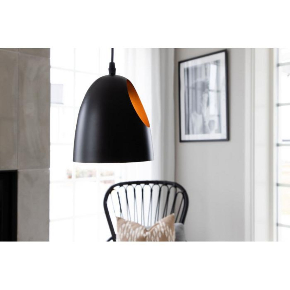 Paris Prix Lampe Suspension Design  Elda  17cm Noir
