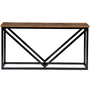 Voir la diapositive 3 : ID MARKET Range bûches horizontal HAWKINS acier noir plateau bois foncé pour cheminée